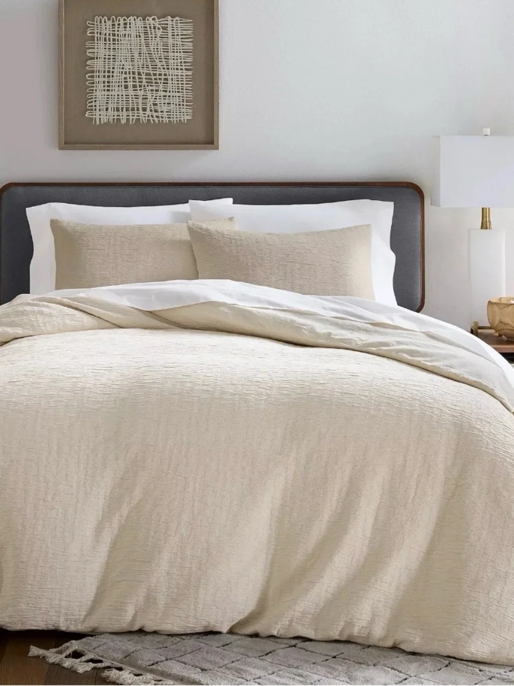 Oake Layered Horizons 3 Pc  Full / Queen Natural Cotton Duvet Set - MSRP $250